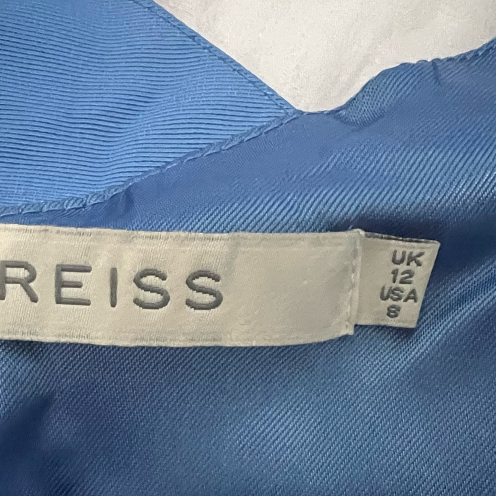Reiss Fairy Fit & Flare Pleated Ottoman Blue Dress – Size 8 - Picture 10 of 11